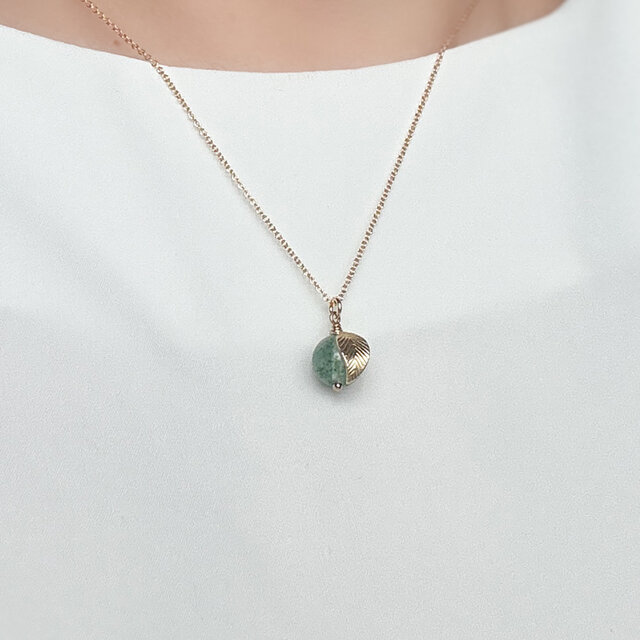 青りんごの天然石ネックレス｜グリーンアベンチュリン 14Kgf