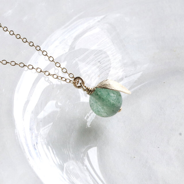 青りんごの天然石ネックレス｜グリーンアベンチュリン 14Kgf