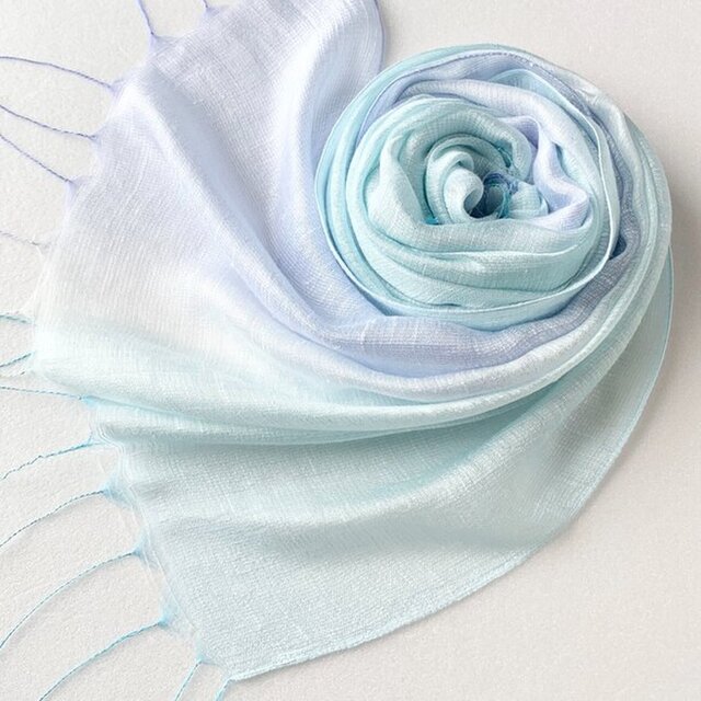 艶さらシルク＊空色×淡水色＊レーヨンシルクストール