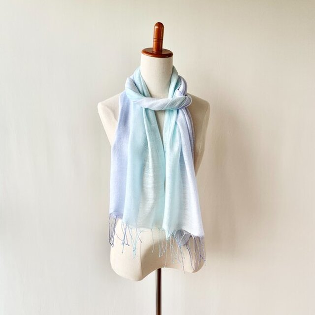【新品未使用】2018SS UNDERCOVER シルクレーヨン ストール 艶さらシルク＊空色×淡水色＊レーヨンシルクストール | iichi 日々の