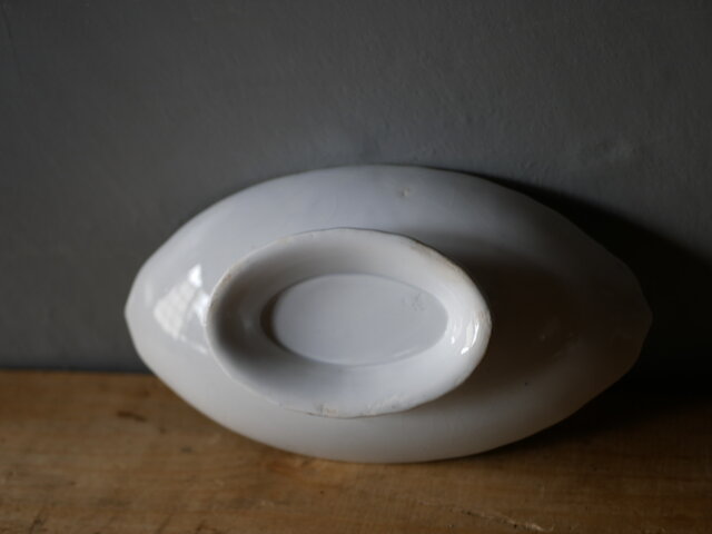 台座のついたラヴィエ ブルーの花柄 フランスアンティーク ブロカント