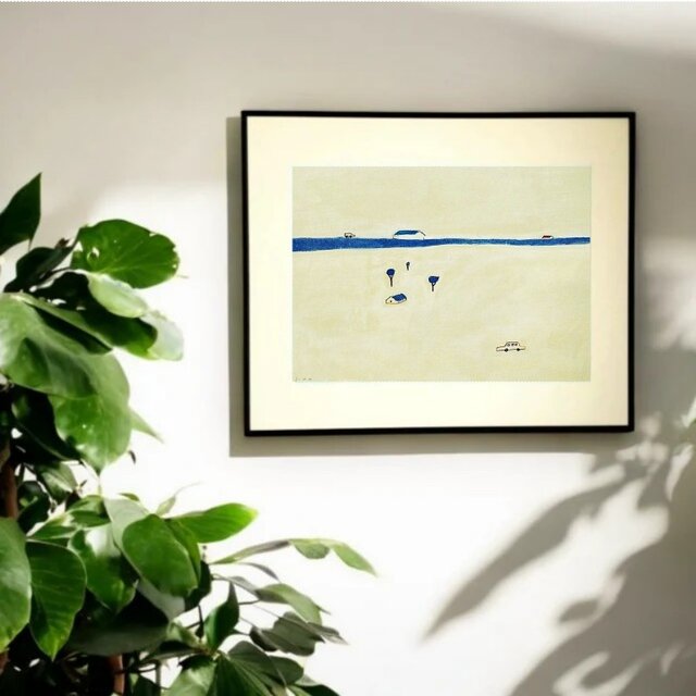 一点物｜原画「ドライブ」※額縁入り（四つ切サイズ）イラスト 絵画