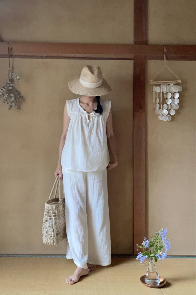 Cotton Momo Tops/ コットンスリーブレストップス