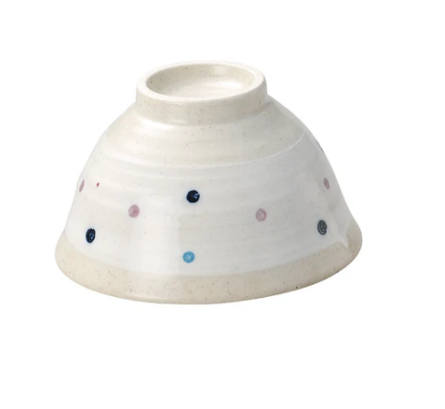 ◇新品◇ 加藤五陶兵衛造 美濃焼粉引水玉図茶碗 【紙箱】1個のサイズ