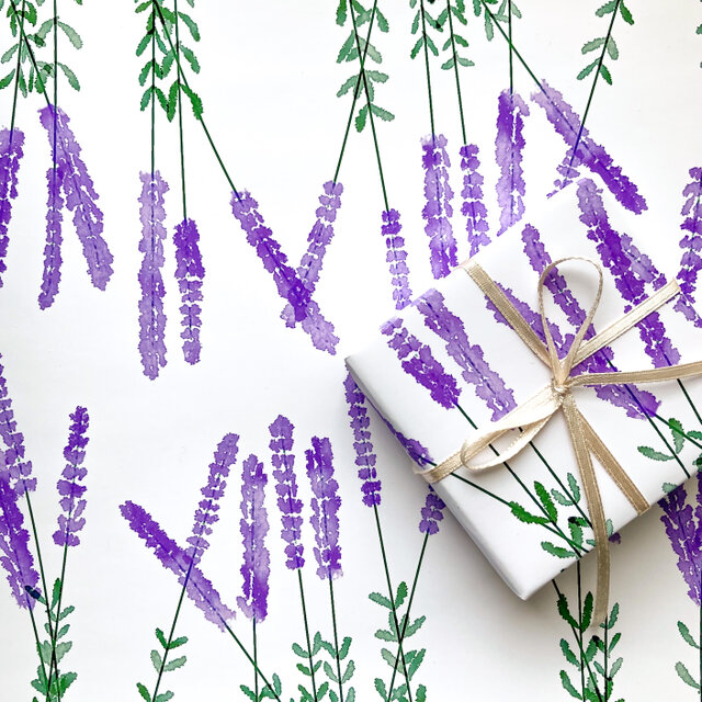 ぽたぽたなラベンダー　 デザインペーパー　A4