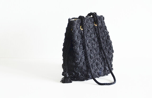 新作 ローズ チュールレース ポシェットマリンバッグ ブラック ミニ