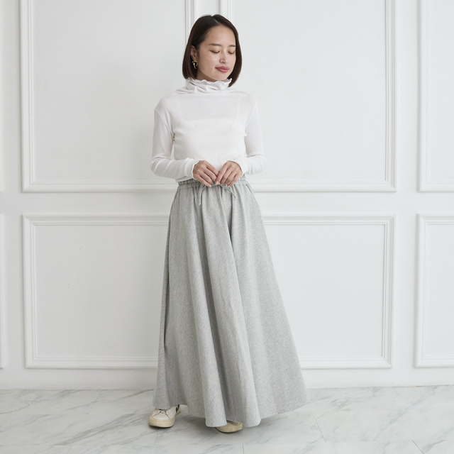 やわらか裏毛パイル素材 コットン スウェット フレアマキシスカート