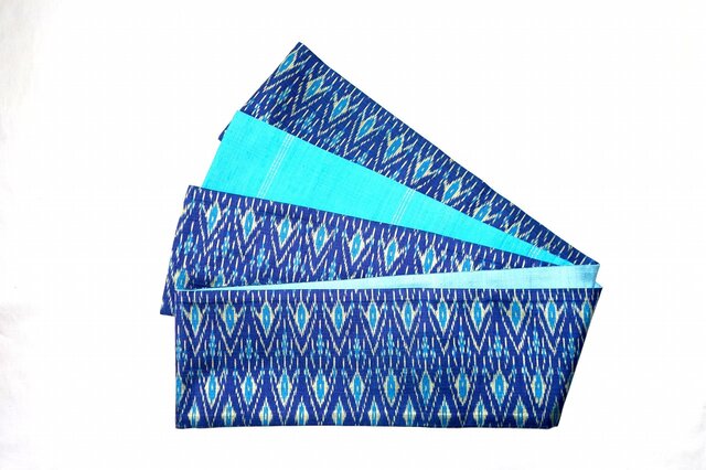 両面ブルー系タイシルク涼しげなタイシルク半幅帯 HAN1620 | iichi  