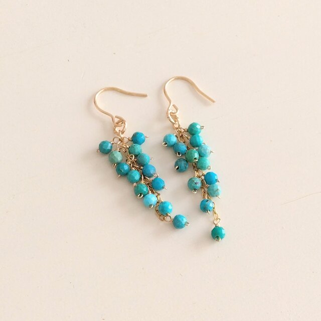 ターコイズシャワーピアス(14kgf)