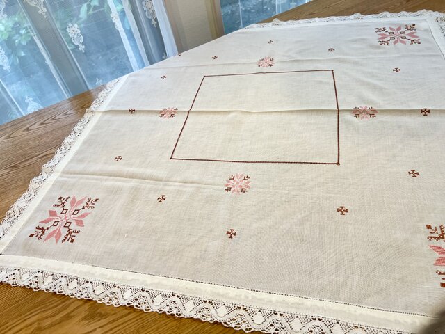 刺繍テーブルクロス トランプ レトロ クロスステッチ刺繍テーブルクロス | iichi 日々の暮らしを