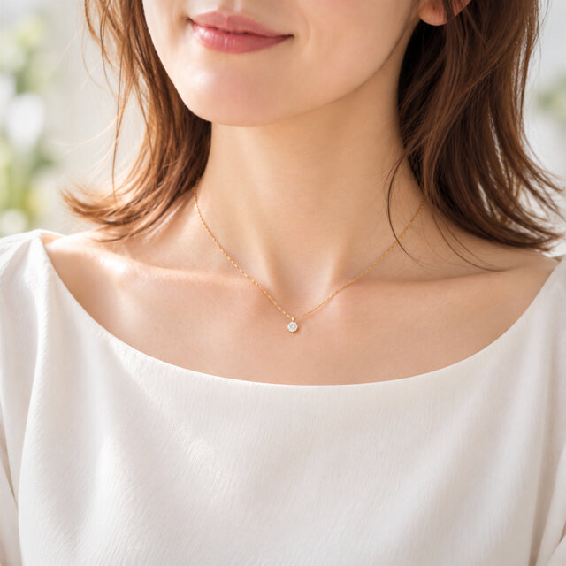 つけっぱなしOK！CZダイヤ 一粒ネックレス AAAAA サージカルステンレス