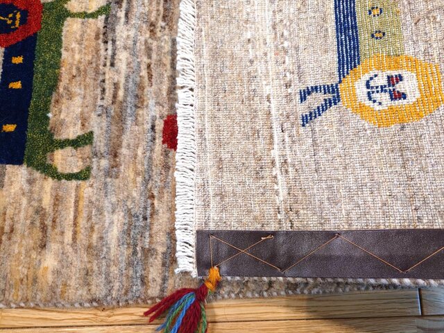 ペルシャパルヴィーズカシュクリ玄関98×63ベージュザクロの木実