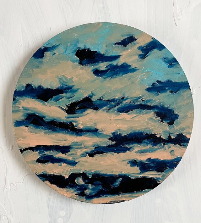 直径25㎝「夕空２」油彩・絵画・原画・丸形・アートパネル 直径25㎝「夕空2」油彩・絵画・原画・丸形・アートパネル 直径25㎝「夕空
