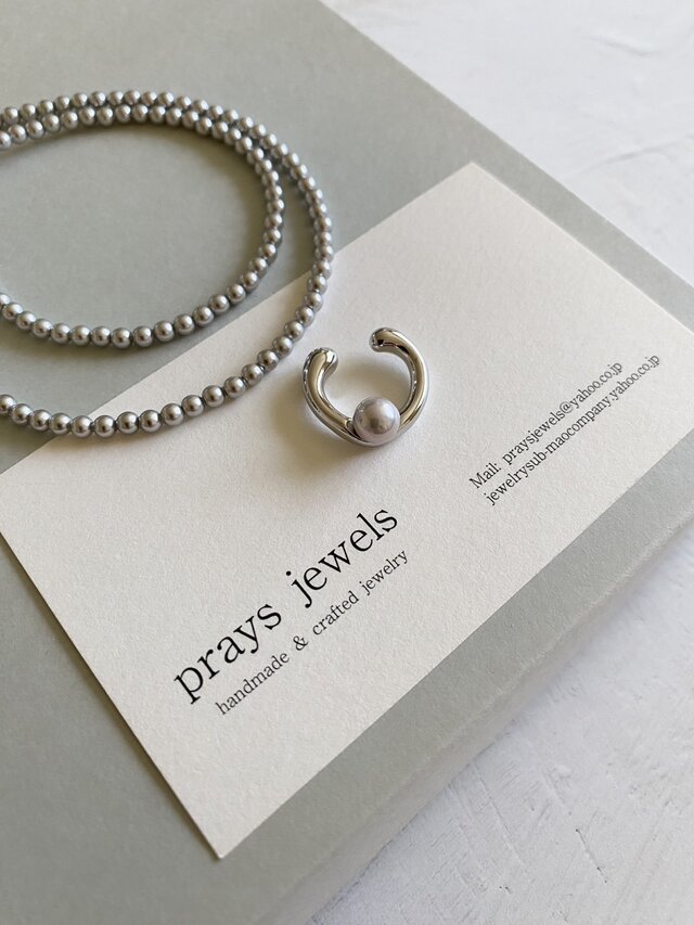 片耳 真多麻日本製花珠貝パール ナチュラルブルーグレーパールイヤーカフウェアリングSimple earrings