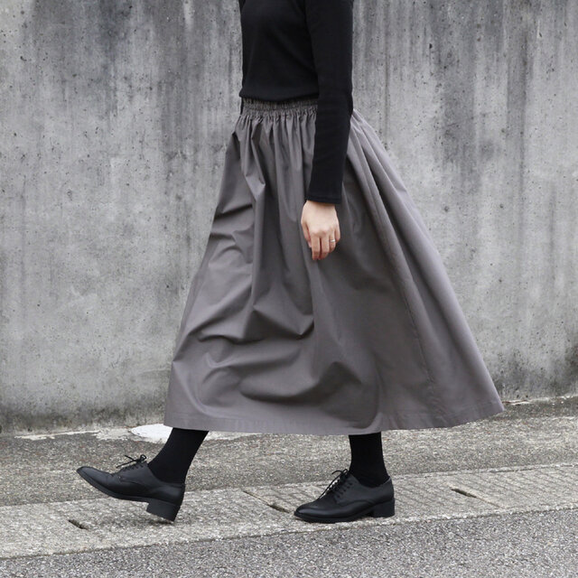 即納】タイプライター ロングスカート（グレー）灰色 シンプル 大人