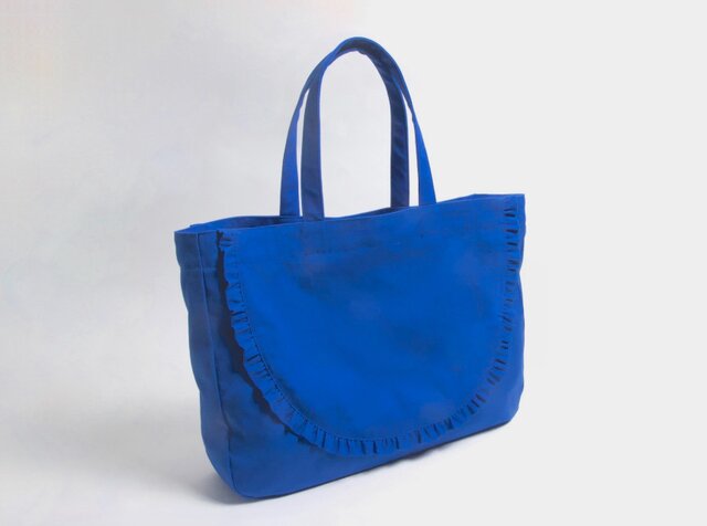New フリルトートバッグ ︎ ブルー レジャーバッグ | iichi 日々の