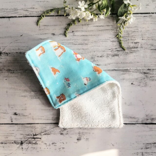 コツメカワウソとアヒル ガーゼハンカチ ハンカチタオル ハーフ