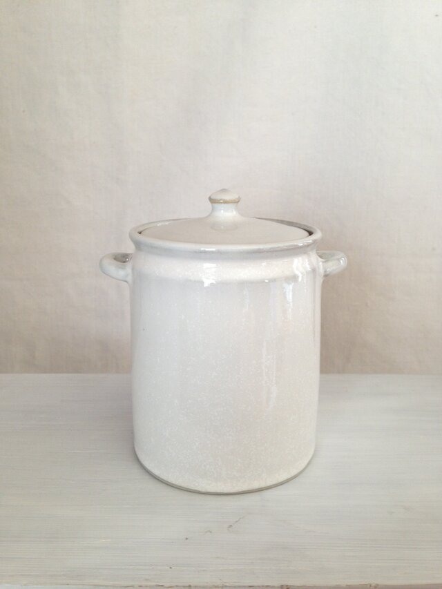 耳付きキャニスター(アンティークホワイト)L