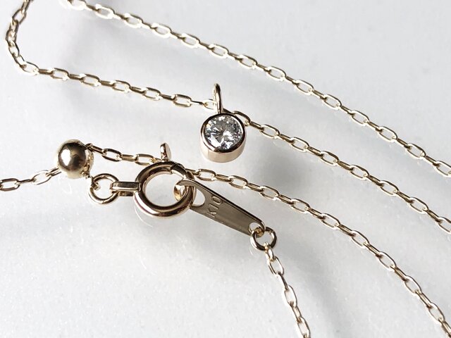 Agate horn K10YG long necklace with diamond イエローゴールドロング