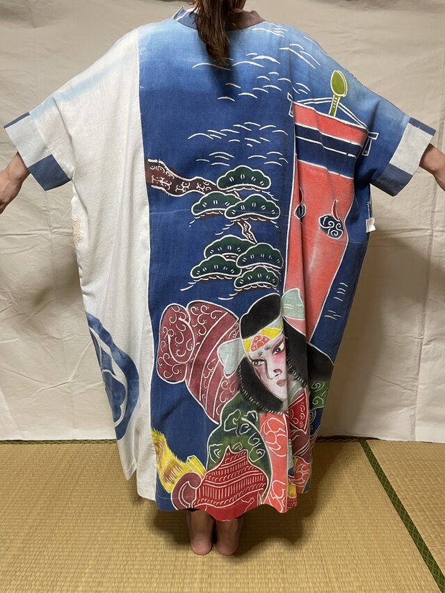 古布 幟旗ワンピース 一点物 | iichi 日々の暮らしを心地よくする 