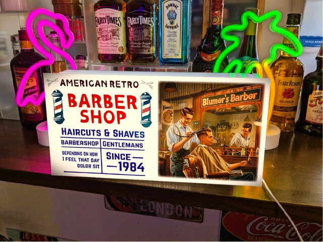 Lサイズ】アメリカンレトロ バーバー 理容室 ヘアーサロン 床屋 店舗