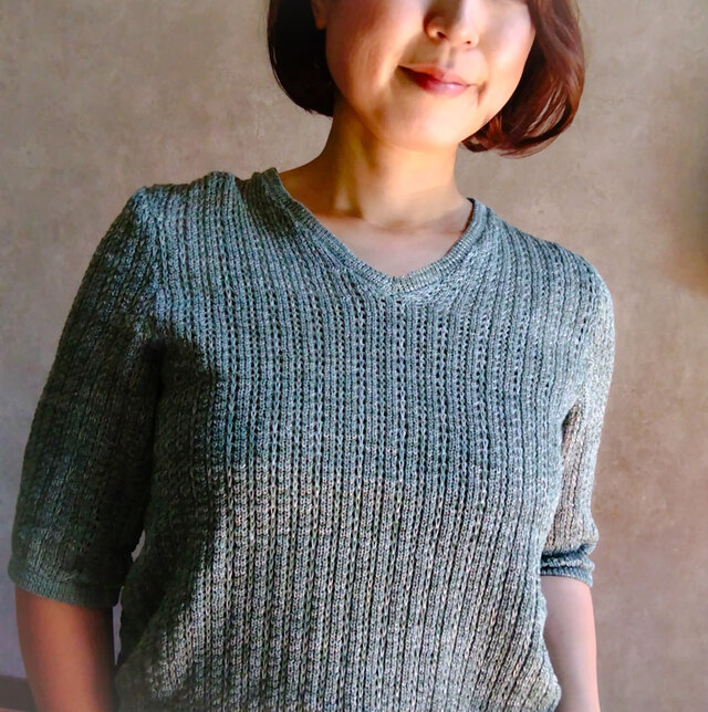 美品 セオリー リネン レーヨン ケーブル サマーニット◆カーキ 美品 セオリー リネン レーヨン ケーブル サマーニット◇カーキ 美品