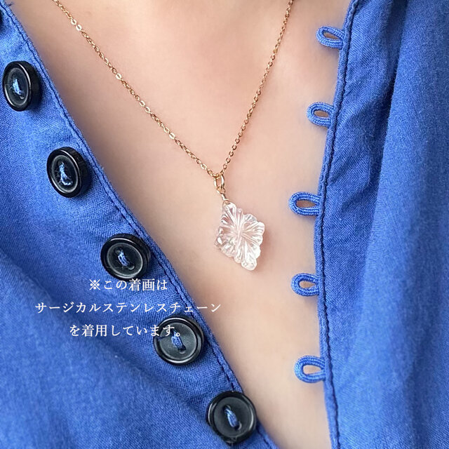 カービングクリスタル 菱形ネックレス 14Kgf｜大粒クリスタルクォーツ