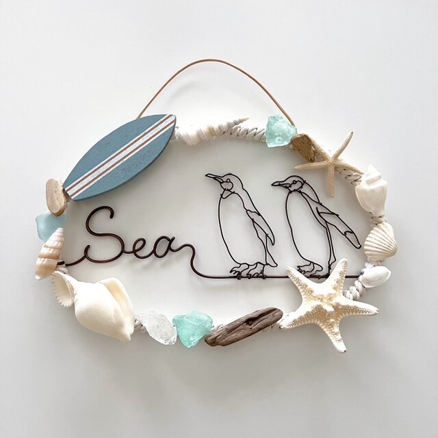 ペンギン達のSeaサーフボードオーナメント