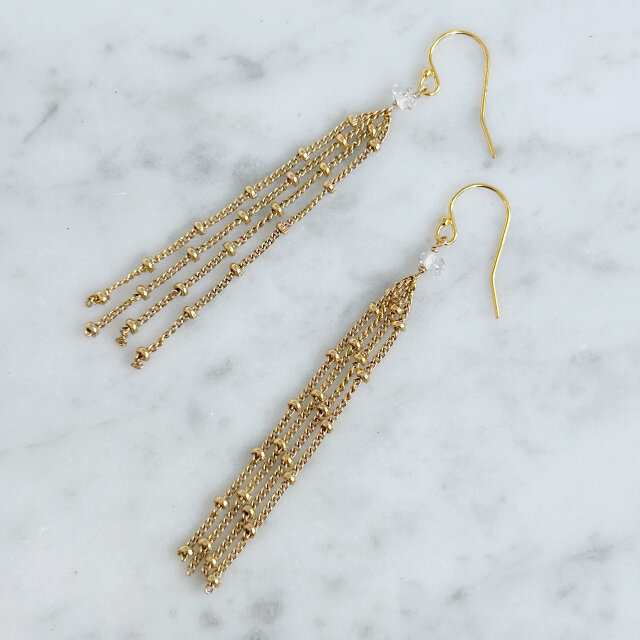 【special price】ハーキマーダイヤモンドフリンジ ピアス