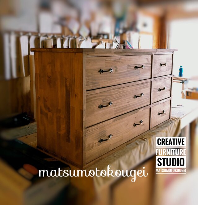 W100cm 6DRS Low chest antique 天然木箪笥 レトロ♪ | iichi