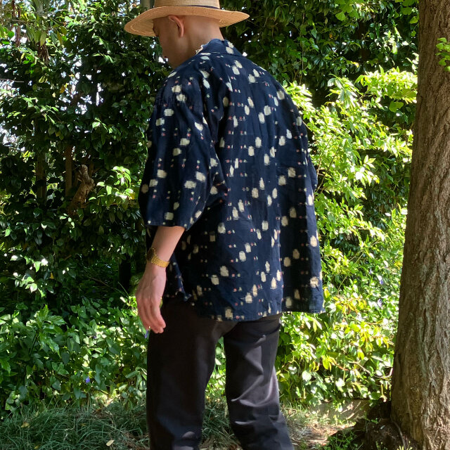 野良着ジャケット 古着 藍染 木綿 着物 古布 絣 ジャパン