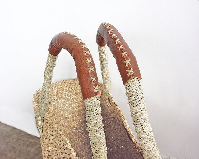 ハンドメイド ブラウン かごバッグ 約30cm 受注制作】かごバッグ - ラウンド かごバッグ Lop 通販 1909692