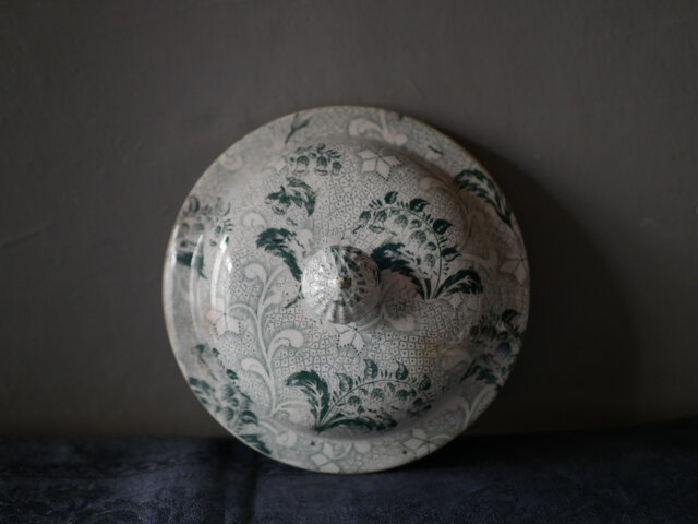 フランスアンティーク クレイユモントローすずらんmuget クレイユモントロー すずらん ミュゲ 蓋 ブロカントのある暮らし