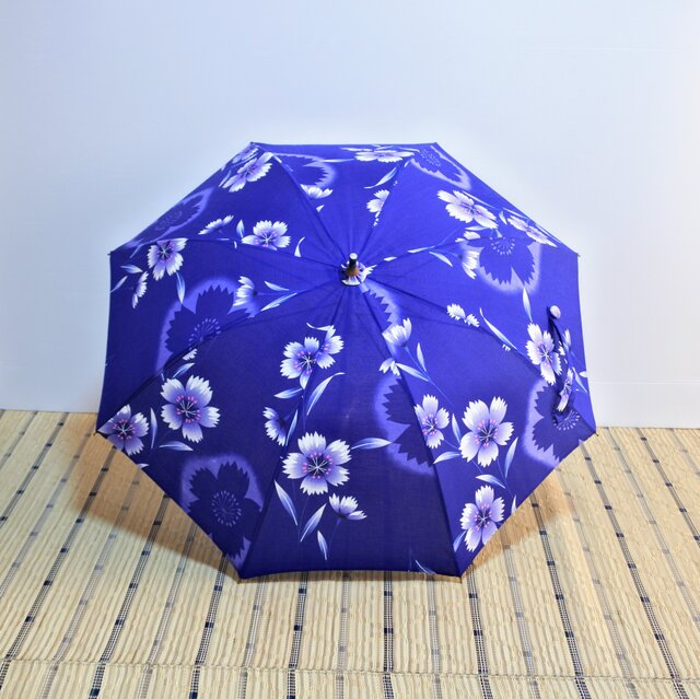 ハンドメイド 銘仙の着物から作った日傘 炎気