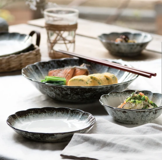 〇ギフトセット〇 美濃焼釉彩輪花型取り分け揃5点セット【化粧箱】大盛