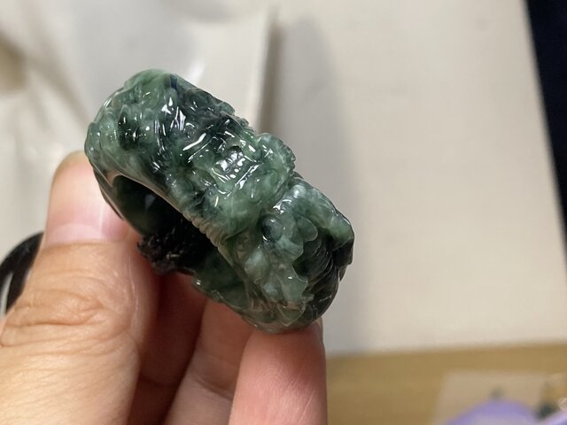 RS7-189 一点物青龙護主 平安御守 ネックレス 29.0号 リング 本翡翠  