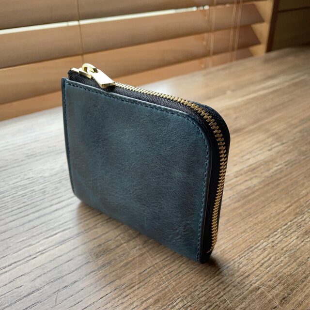 L字ファスナー型》レザーウォレット（ネイビー）革財布 | iichi 日々