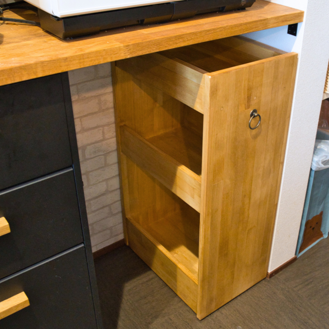 木製キッチンワゴン （2引き出し 3収納ボックス）