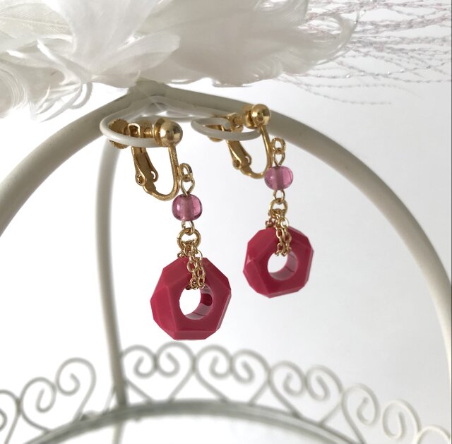 サークル イヤリング マゼンタ ピンク | iichi 日々の暮らしを心地よく