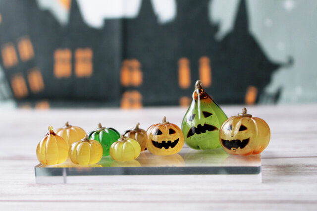 ガラスのハロウィン ミニチュアジャックオランタン（半透明） | iichi