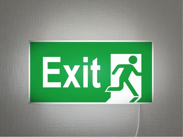Lサイズ 壁掛け】EXIT 非常口 出口 避難灯 アメリカン 店舗 自宅