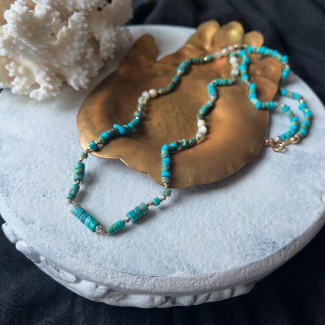 【K14gf】『古』ターコイズのネックレス