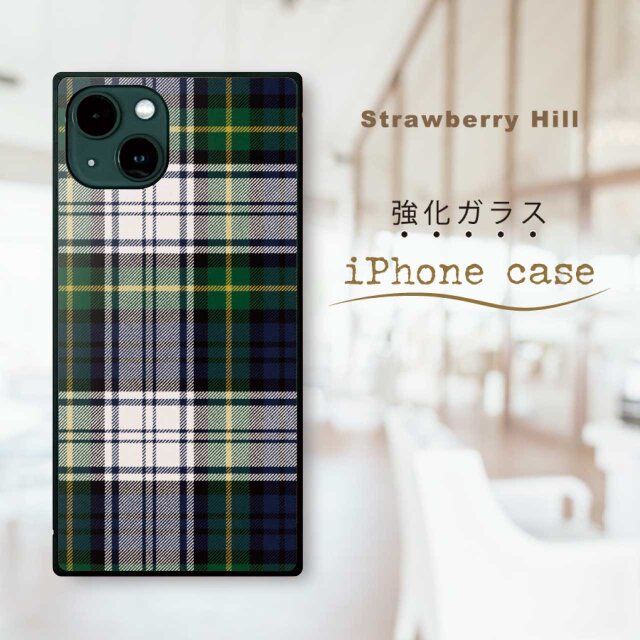 チェック柄 タータン チェック  強化ガラスケース iPhone ケース