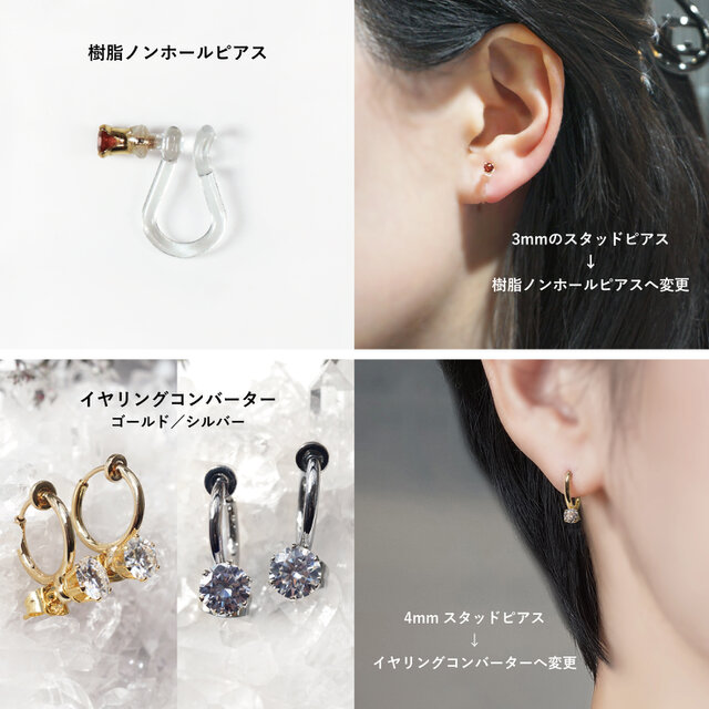 合成アレキサンドライトの3mmピアス・サージカルステンレス ～Neon