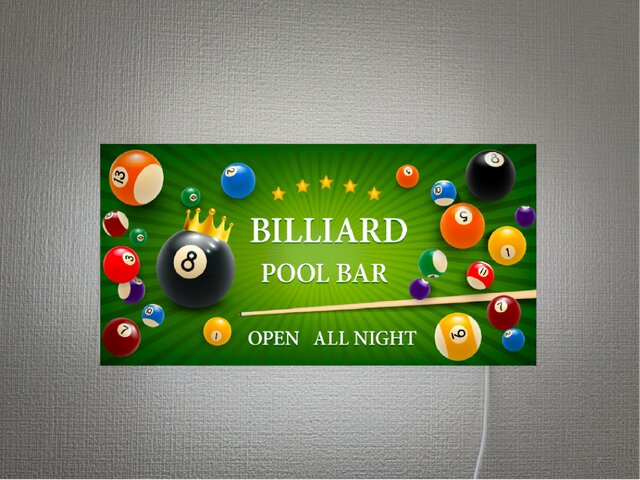 【オーダー無料】ビリヤード プールルーム 壁掛け 看板 置物 雑貨 ライトBOX オーダー無料】ビリヤード プールバー ハスラー ゲームセンター