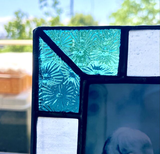 ステンドグラス シンプルフォトフレーム L版 和白 小菊ブルー | iichi