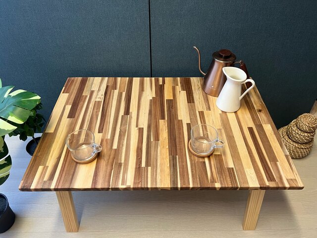 送料無料】 ローテーブル 長方形 90cm 60cm アカシア 縦柄 木組