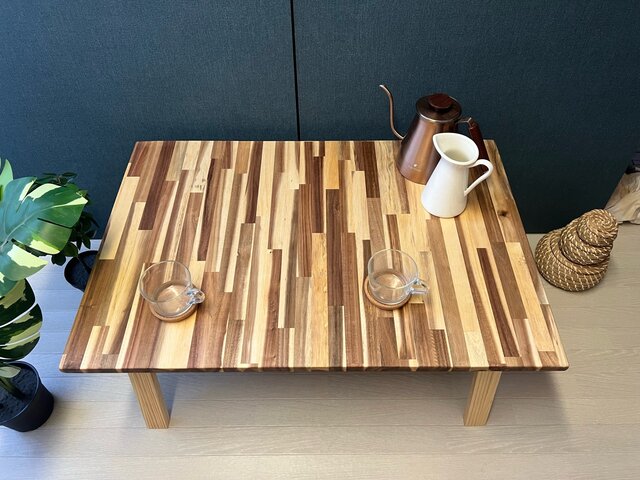 送料無料】 ローテーブル 長方形 90cm 60cm アカシア 縦柄 木組