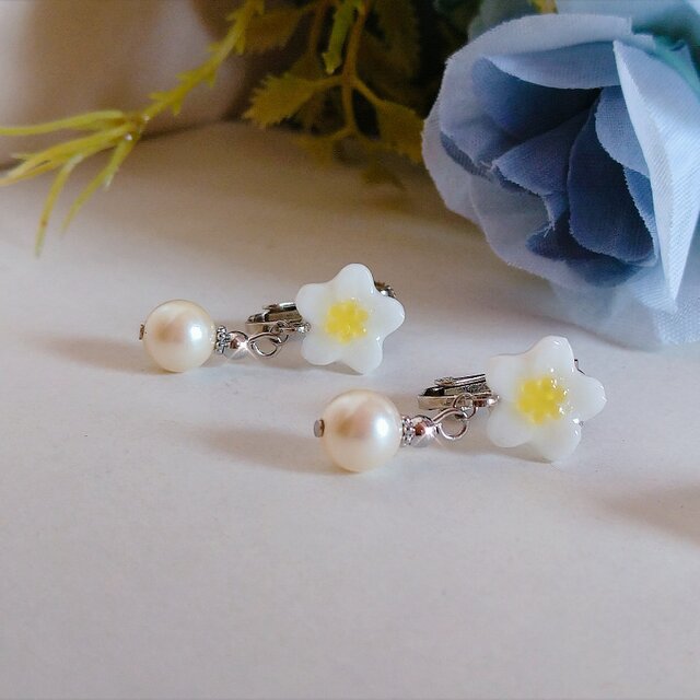 桜とパール『真珠』サージカルステンレス イヤリング ピアス