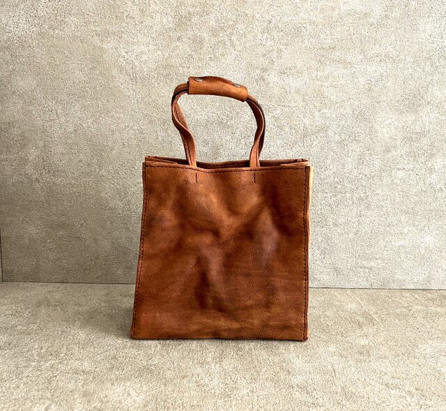◆イタリア産チョコレートブラウン牛革レザートートバッグ　作家日本製鞄ハンドメイド ◇イタリア産チョコレートブラウン牛革レザートートバッグ 作家日本製